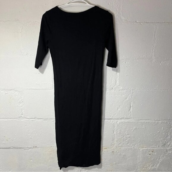 H&M Mama Maternity Black Dress Crew Neck 3/4 Sleeve Size Small Maternity - Picture 9 of 9